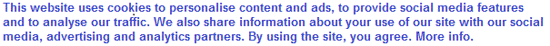 This website uses cookies to personalise content and ads, to provide social media features and to analyse our traffic. We also share information about your use of our site with our social media, advertising and analytics partners. By using the site, you agree. More info.